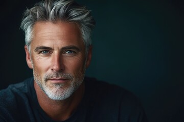 Obraz premium Portrait of handsome mature man on color background