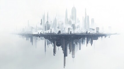 Naklejka premium Futuristic cityscape on Earth 20 floating on a white background symbolizing humanity's future in space and the possibilities of cosmic exploration