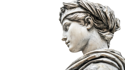 Greek sculpture isolated on white transparent background