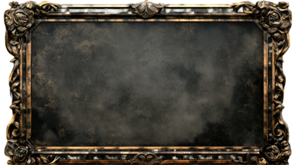 Antique Ornate Frame, Dark Background, Rose Detail, Grunge Texture, Vintage Design, Empty Canvas, Go