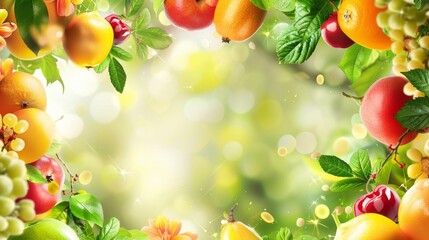 Inviting spring fruit layout with generous space for your customized content