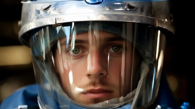 Confident young worker in protective gear at industrial site, emphasizing safety and skilled trades in manufacturing