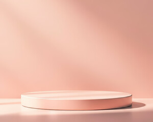 empty podium with beige or mocha mousse colour background with shadow for product display