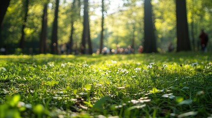 Lush greenery with delicate flowers creates serene atmosphere un