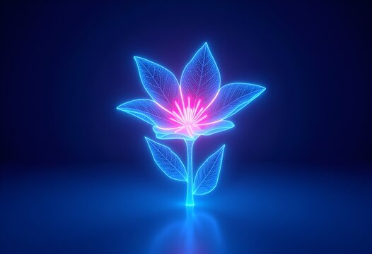 Pulsing Holographic Digital Flower