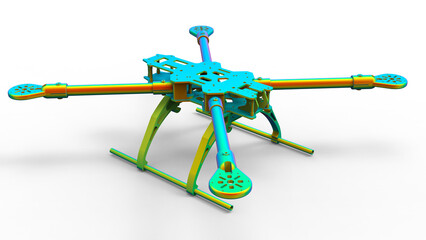 3D rendering - FEA study of a drone frame