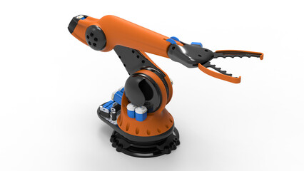 3D rendering - isolated orange robotic arm