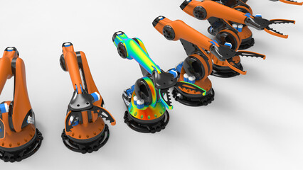 3D rendering - FEA study within a group of robotic arms