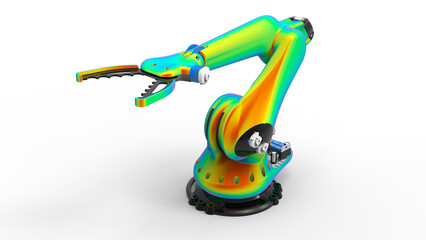 3D rendering - FEA study of the components of a robotic arm