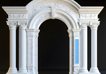 Fototapeta premium Ornate Golden Classical Archway on Black Background