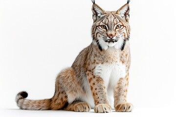 Lynx with striking features sits elegantly against clean backgro