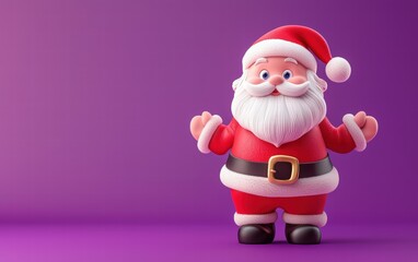 Obraz premium 3D cute Santa on bright purple background