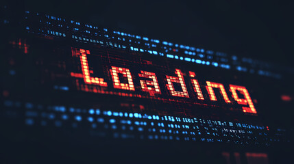 Fototapeta premium Visual representation of a pixelated retro loading bar with vibrant colors symbolizing progress in digital environments