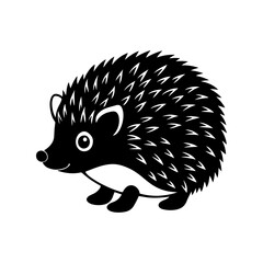 hedgehog silhouette, black and white silhouette, vector and illustration