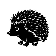 hedgehog silhouette, black and white silhouette, vector and illustration