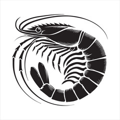 Shrimp fish silhouette vector design.