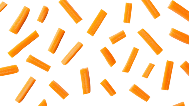 Orange Carrot Sticks Falling Black Background Food Pattern