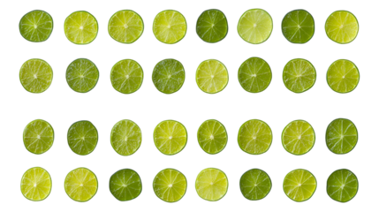 Vibrant Green Lime Slices, Fresh Citrus Pattern, Food Photography