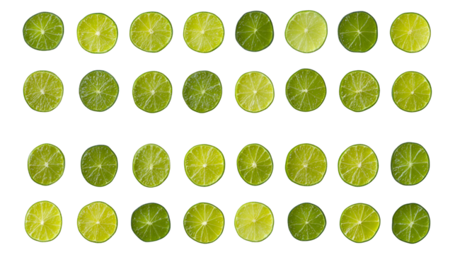Vibrant Green Lime Slices, Fresh Citrus Pattern, Food Photography
