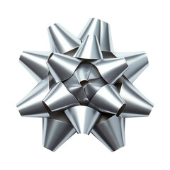 Elegant silver bow for festive gift wrapping against a transparent background, gift bow png image