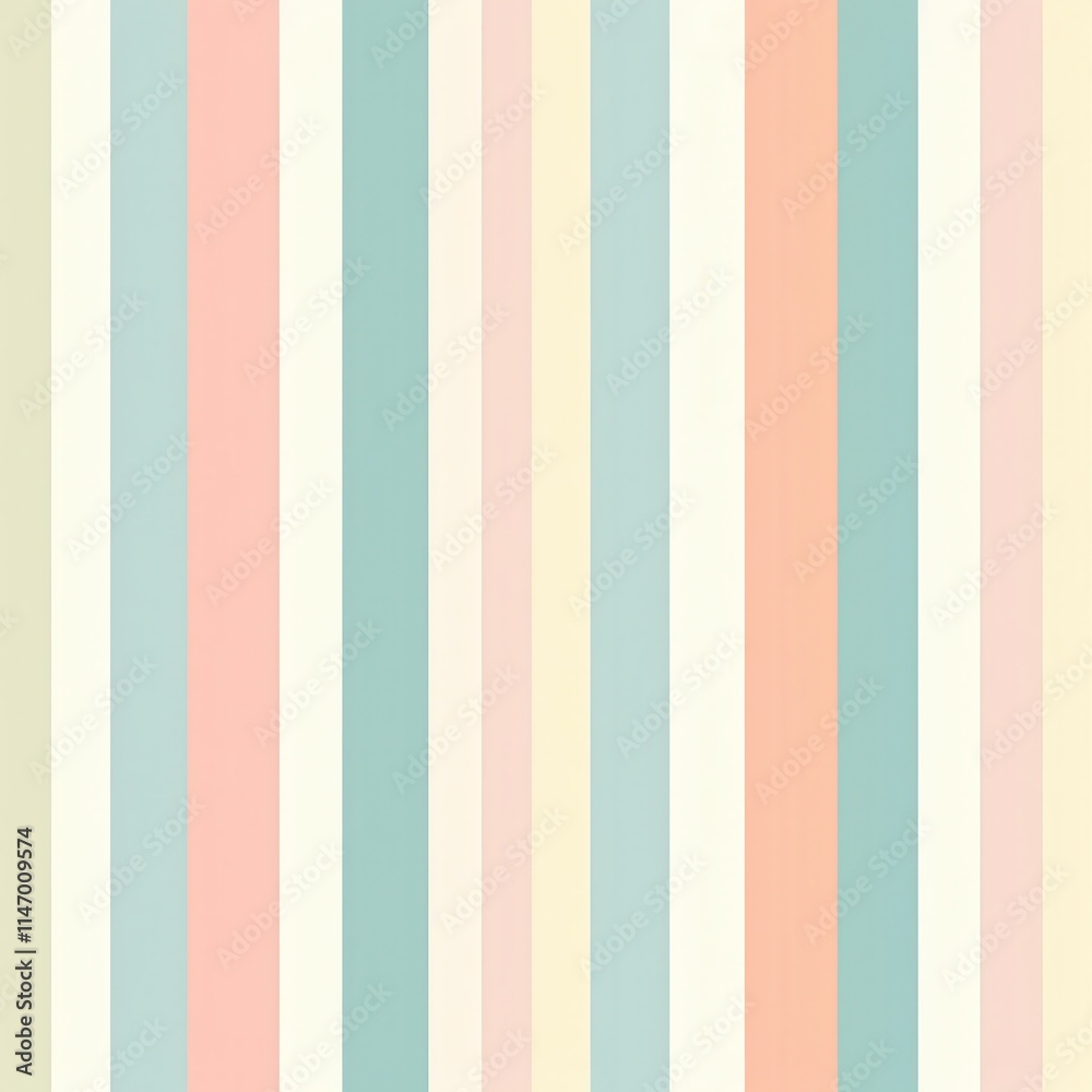 Poster Bright pastel striped pattern in soft colors creating a cheerful and soothing visual effect for decor or design projects. Generative AI