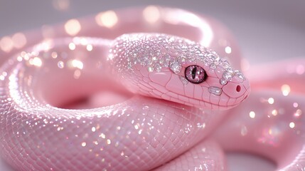 Fototapeta premium Stunning Pink Snake with Sparkling Gem-like Texture in Detail