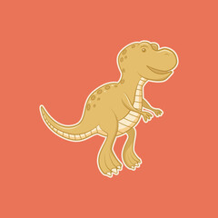 children's cartoon t-rex of yellow color with white border