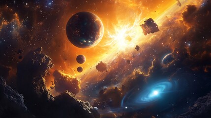 Obraz premium American explorers using advanced technology study universe where energy fields shape every aspect of existence uncovering secrets of cosmic evolution future of humanity's exploration of the cosmos