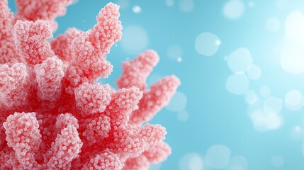 A close up of a red coral on a blue background