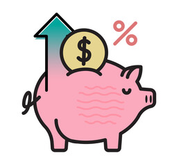 Finance Piggy Bank Icon - Saving - Illustration