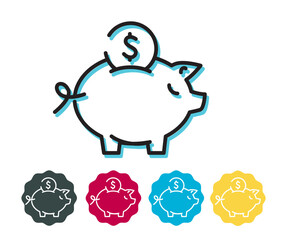 Finance Piggy Bank Icon - Saving - Illustration