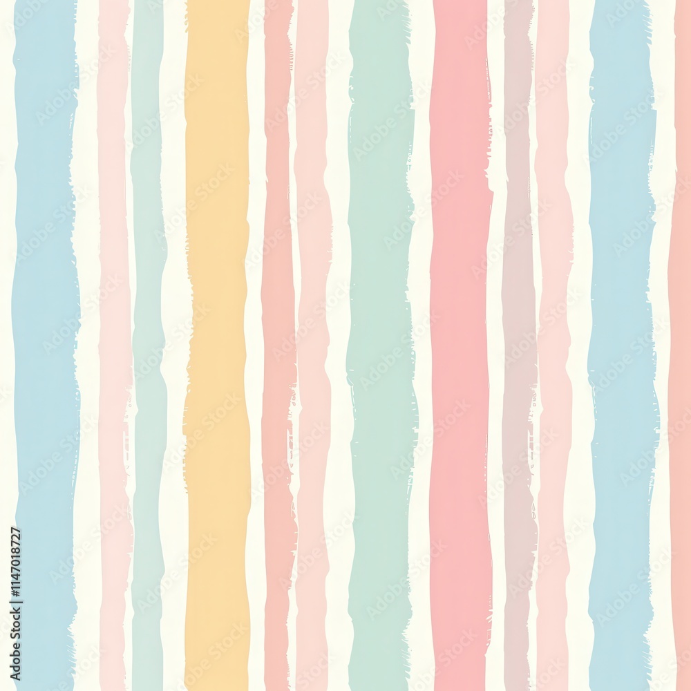 Poster colorful vertical stripes in soft pastels create a cheerful and modern design for textiles or wallpa