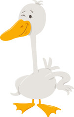 funny white cartoon goose farm animal character