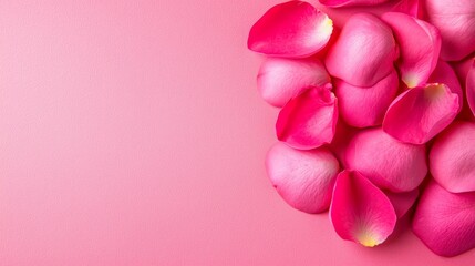A bunch of pink rose petals on a pink background