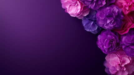 A bunch of purple and pink flowers on a purple background