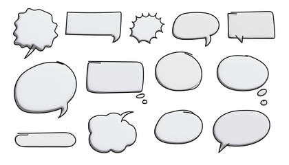 3D White Chat Bubble Illustration with line Scribbles