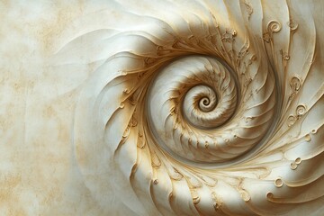 Obraz premium Beige, swirling, textured spiral; abstract, ornate design.