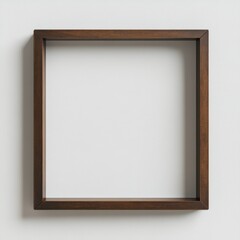 Obraz premium Square dark wood frame, empty, white background.