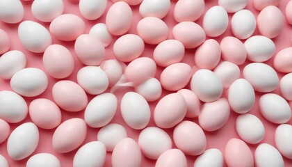 Pastel pink & white eggs, repeating pattern on pink background, easter, eggs, background