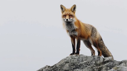 Fototapeta premium Red Fox Standing Proudly on a Rocky Peak