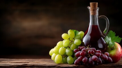 Obraz premium A bottle of wine and some grapes on a table
