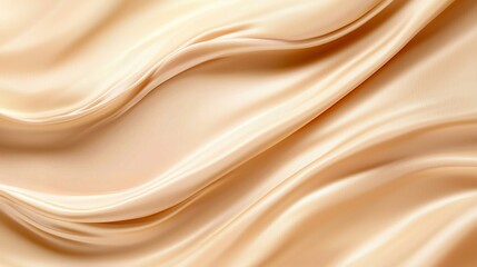 A close up of a beige satin fabric with folds