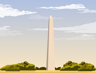 An Obelisk - The Washington Monument - Stock Illustration