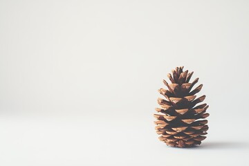A single pine cone on a white background, highlighting natural beauty and minimalist design.