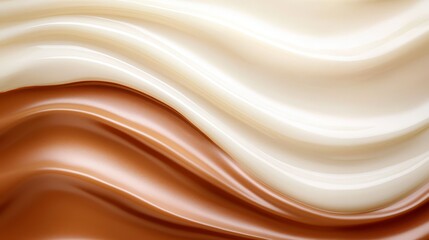 A close up of a brown and white liquid