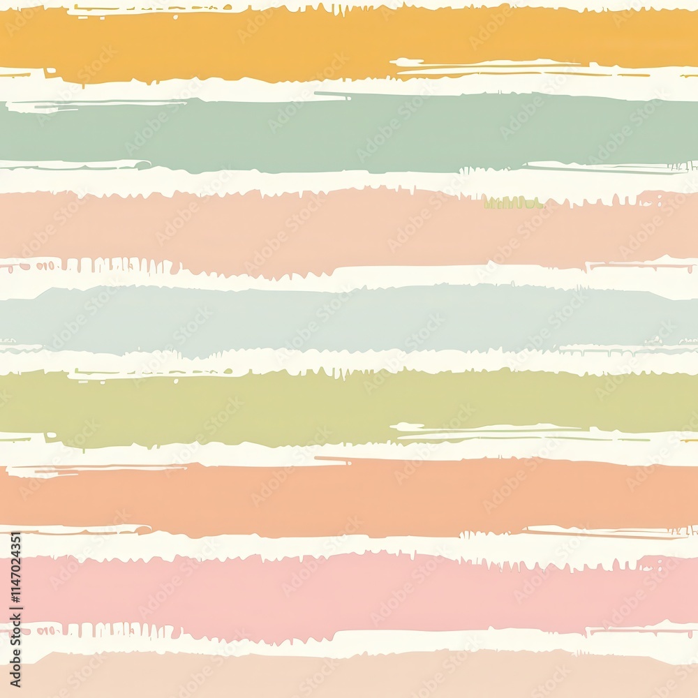 Poster Striped pattern in soft pastel colors with varied brushstroke textures for creative design and decor projects. Generative AI
