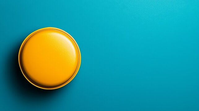 A yellow button on a blue background