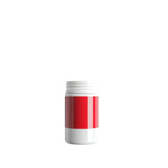 Red medicine bottle with a white lid on an isolated background, symbolizing healthcare and medication.