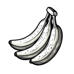 Three ripe bananas, hand-drawn illustration.