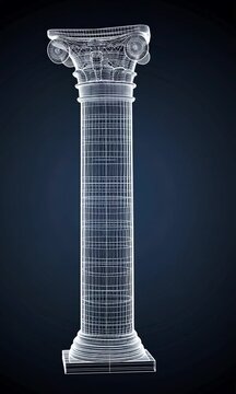 old historical column pillar digital lines low poly ai generated vertical video concept
